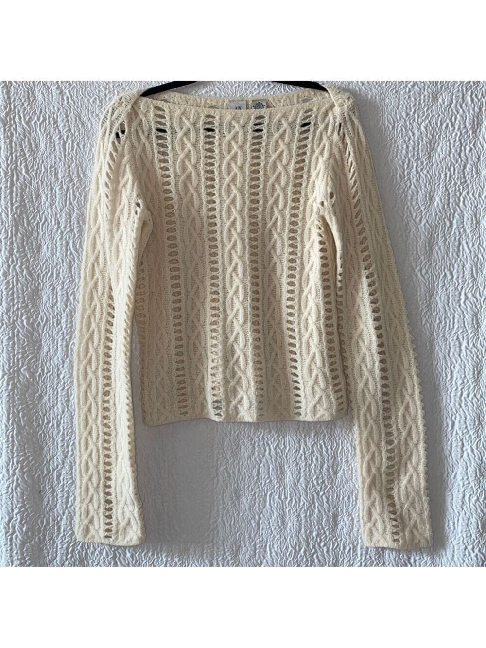 A/X Armani Exchange Merino Wool Angora Rabbit Hair Cable Knit Sweater